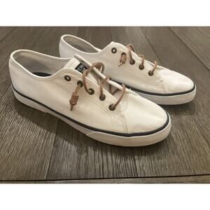 Sperry Women's STS95128 White Canvas Sneakers Size 9.5 Memory Foam